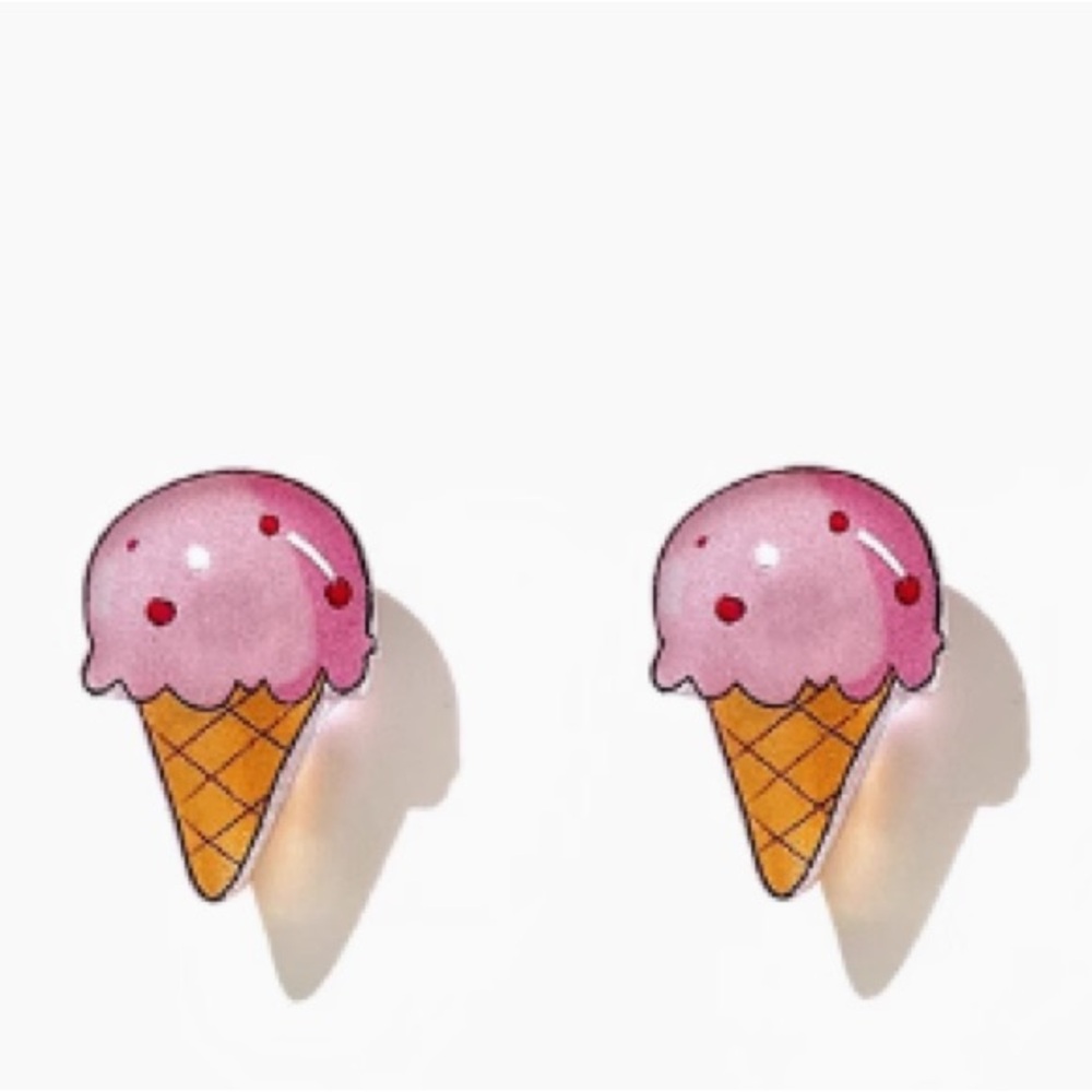 Pink Ice Cream Cone Resin Earrings
